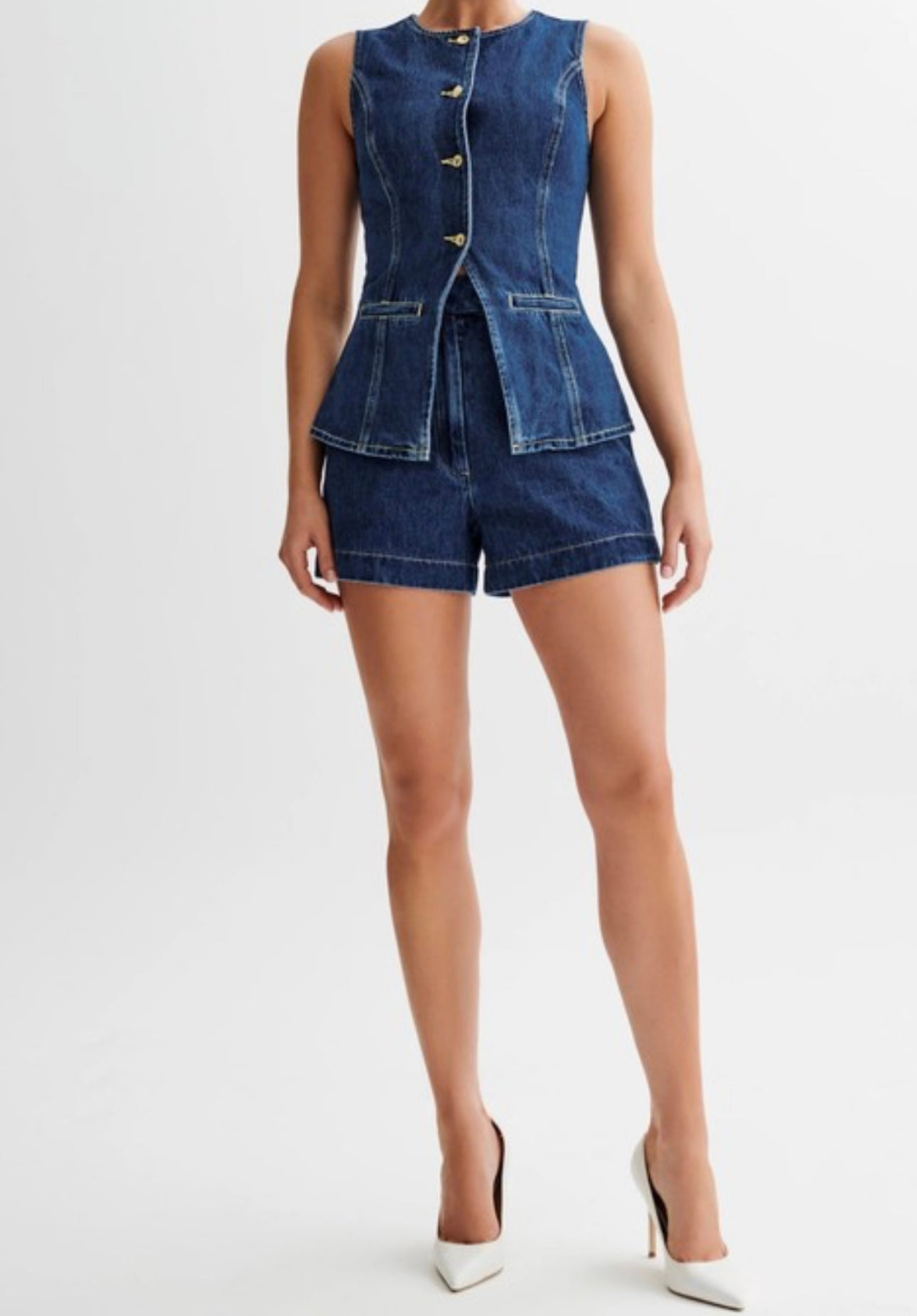 Denim shorts set